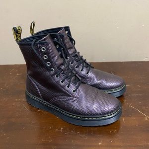 Purple iridescent “reptile” doc martens